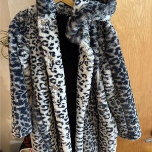 Capote Leopard Print Faux Fur Coat
